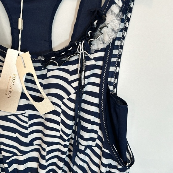 Forla Paris Womens Size L Jumpsuit Sleeveless Striped Pockets Lightweight Boho - Picture 7 of 16